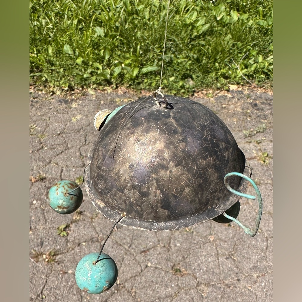 Vintage Unique Artisan Made Metal Turtle Hanging Garden Decor bobble head & legs - Picture 4 of 10
